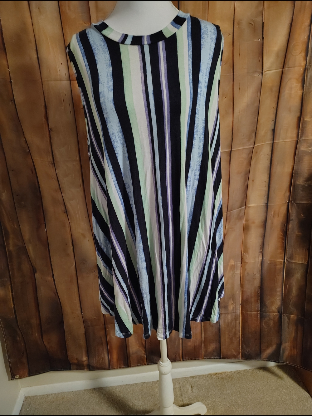 Lane Bryant Navy, Lavender, Light Blue, Mint Striped Sleeveless Tunic Size 18/20